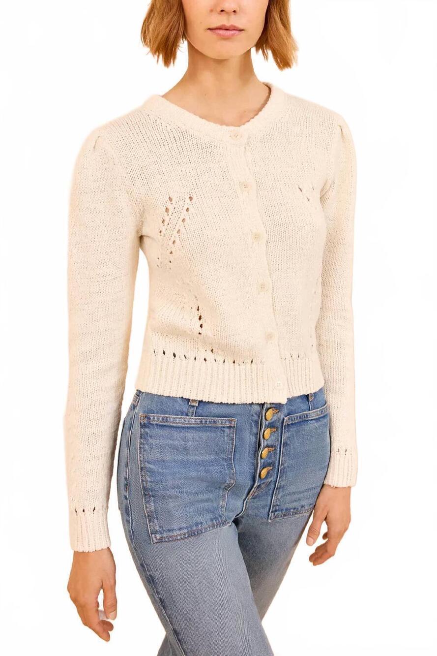 NEW ULLA JOHNSON delphina long sleeve cardigan in cowrie